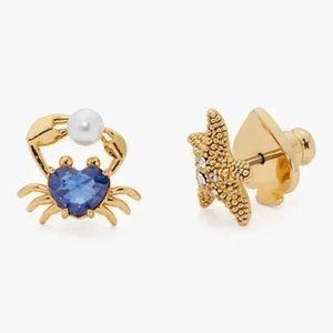 Kate Spade Sea Star Starfish and Crab Studs (12K Gold-Plated) (NWT)